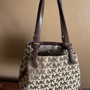 Used Michael Kors Brown Shoulder Bag with Monogram Design